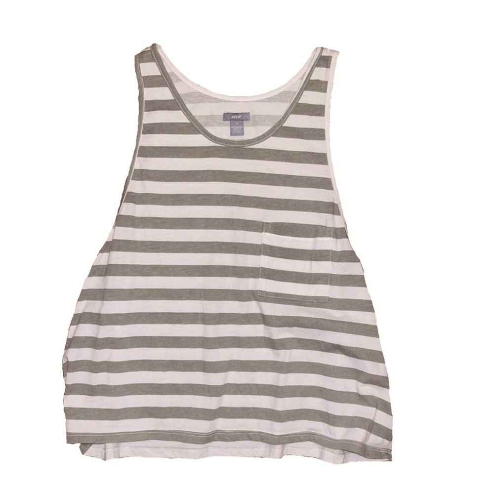 Aerie green Striped cropped pocket tank top